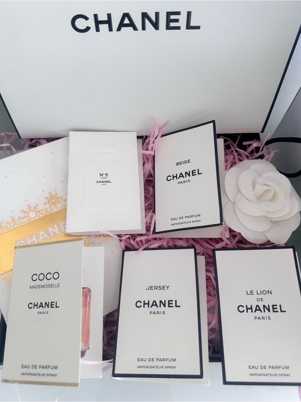 Chanel perfume set- Les Exclusifs Beige, Le Lion, Jersey Coco Mademoiselle & N5